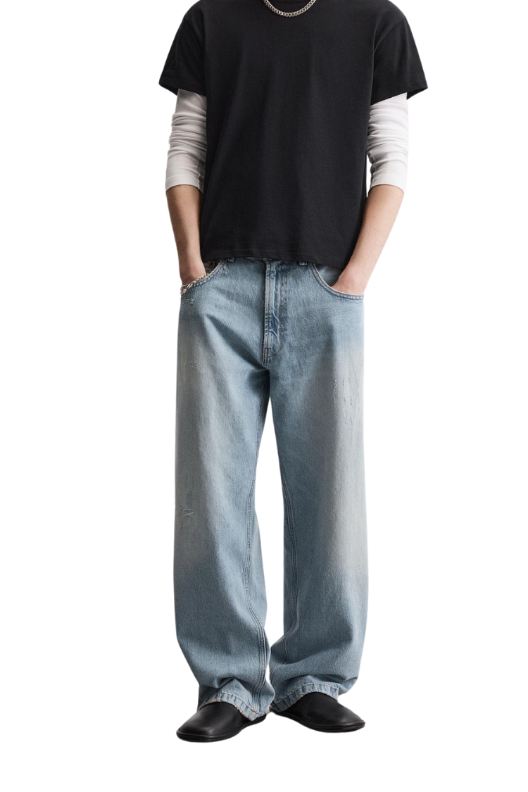 ZA_RA BLUE CASUAL BAGGY FIT